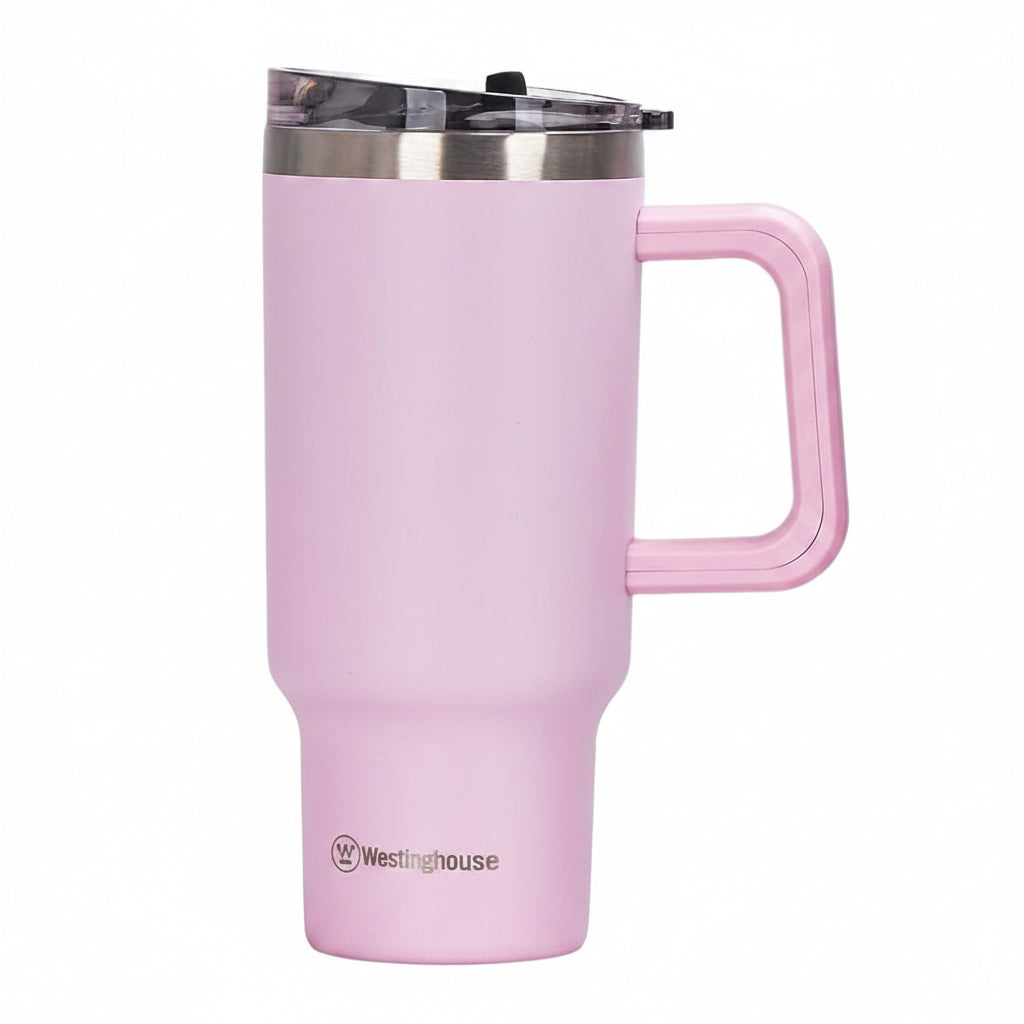 Westinghouse  40oz Double Wall Stainless Steel Tumbler – Pink | 6 Hours Hot & 9 Hours Cold | BPA-Free, Leak-Resistant Lid, Car Cup Holder Compatible | Reusable Travel Mug
