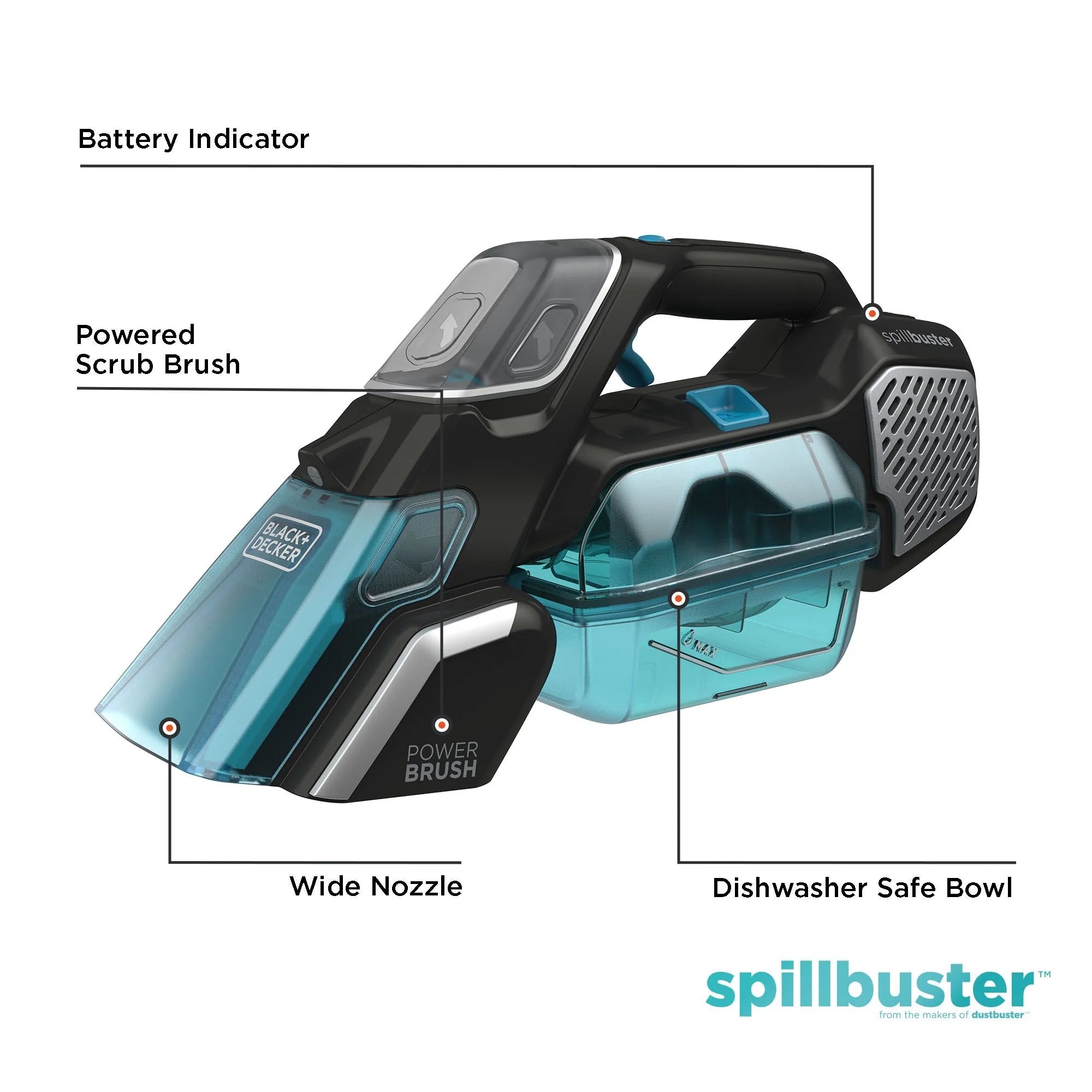 B+D 12V Spillbuster™ wet and dry spot cleaner with powered brush (12AW)