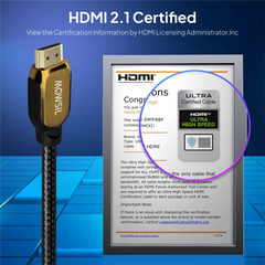 Mowsil HDMI Certified 8K 60Hz 2.1 Cable 2Mtr,Black