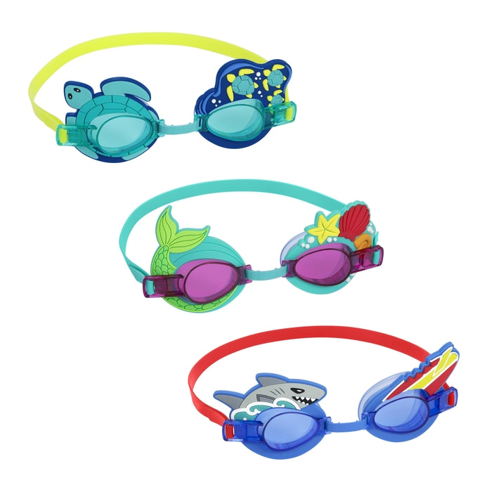 BESTWAY  AQUAPALS GOGGLES (Contents:one pair of goggles, 3 assorted character designs) Age 3+