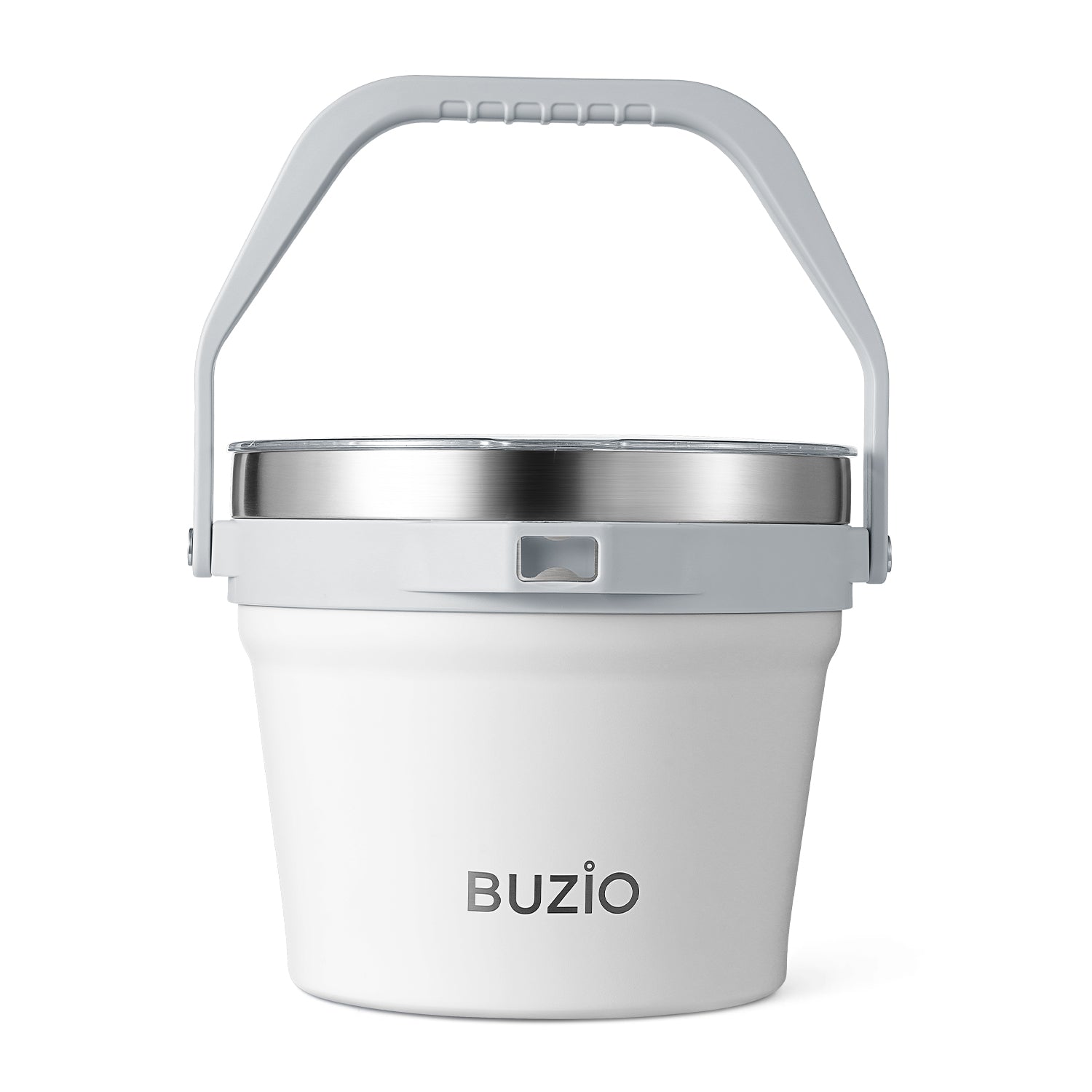 Buzio Insulated Ice Bucket 7L with Lid Scoop Tongs and 2 Cups - White