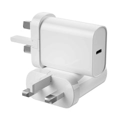 شاحن WIWU 20PD مع كابلات، قابس بريطاني + كابل من النوع C إلى النوع C، موديل Wi-U001 CC أبيض