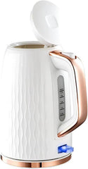 Black & Decker Premium Plastic Kettle 1.7L 2200W with Wave pattern texture with rose gold trim