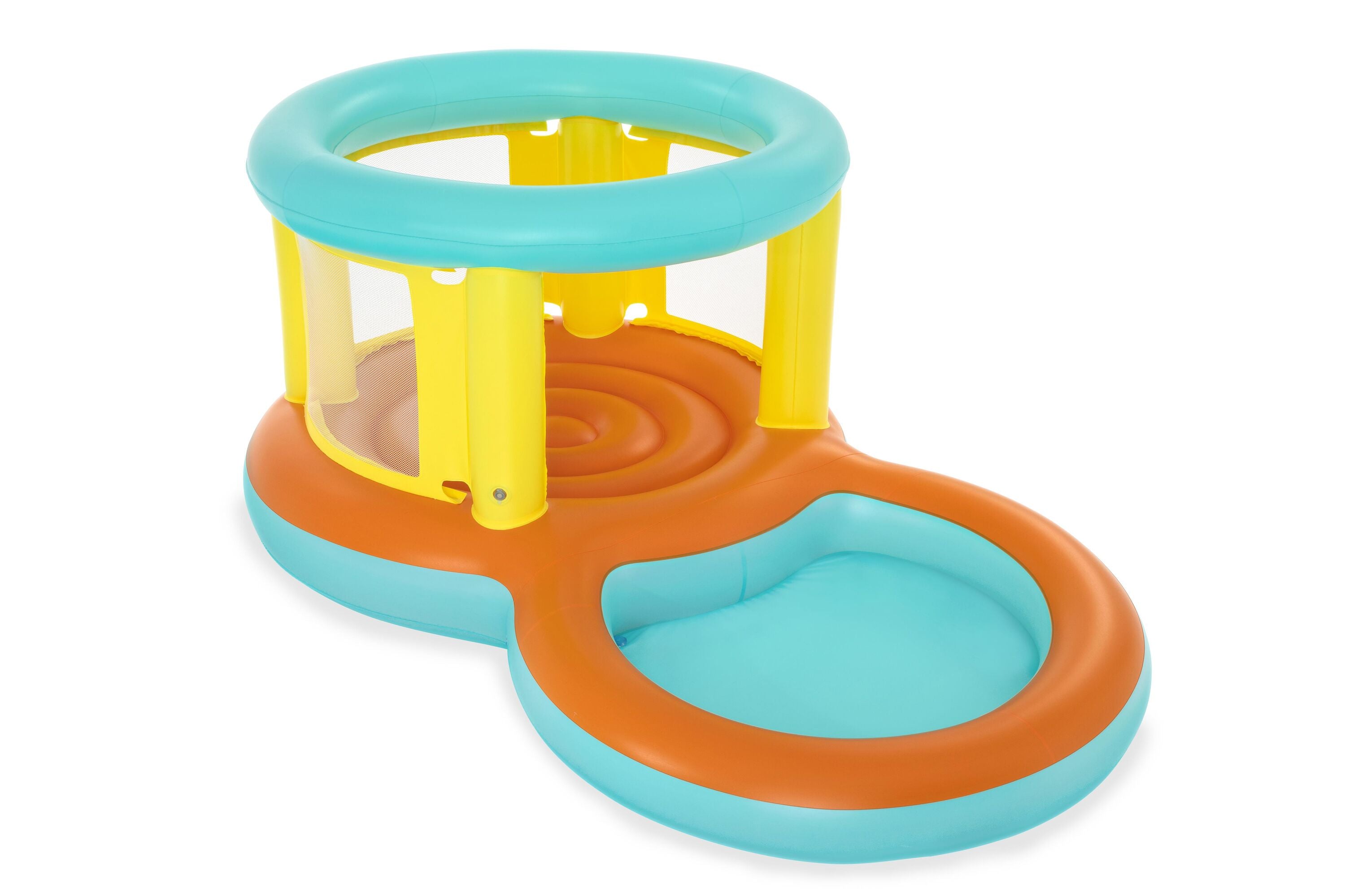 Bestway 2.39M X 1.42M X 1.02M Jumptopia Bouncer And Play Pool (Contents:One bouncer, four foot pins,heavy-duty repair patch) Age 3-6