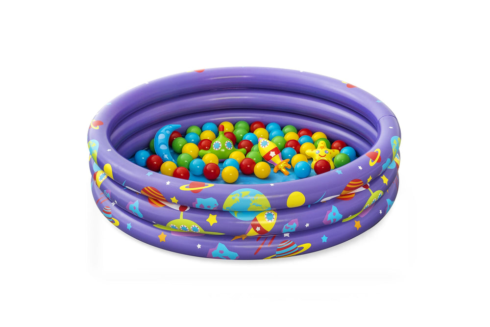 Bestway Φ1.02M X H25CM Intergalactic Surprise Ball Pit (Contents:1 pool,46 play balls,4 openable balls,4 small toys, repair patch) Age 2+
