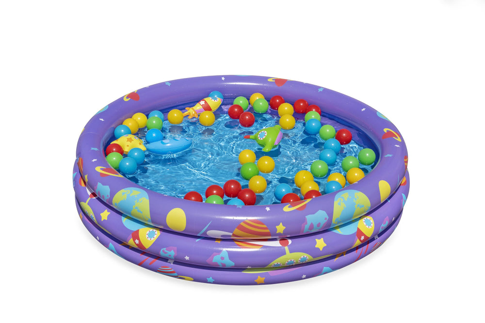 Bestway Φ1.02M X H25CM Intergalactic Surprise Ball Pit (Contents:1 pool,46 play balls,4 openable balls,4 small toys, repair patch) Age 2+
