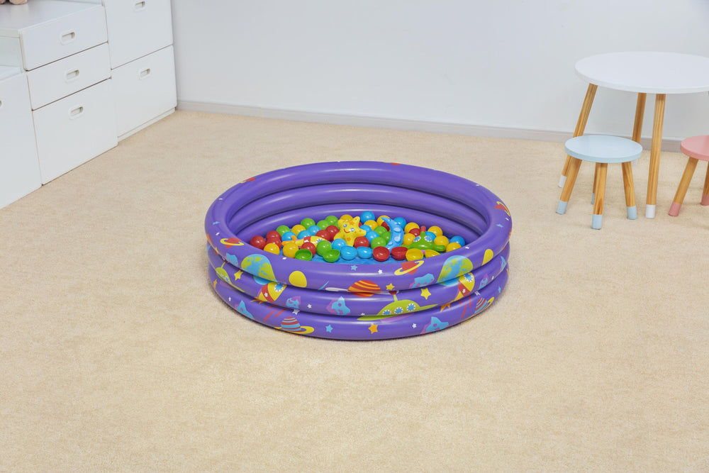 Bestway Φ1.02M X H25CM Intergalactic Surprise Ball Pit (Contents:1 pool,46 play balls,4 openable balls,4 small toys, repair patch) Age 2+