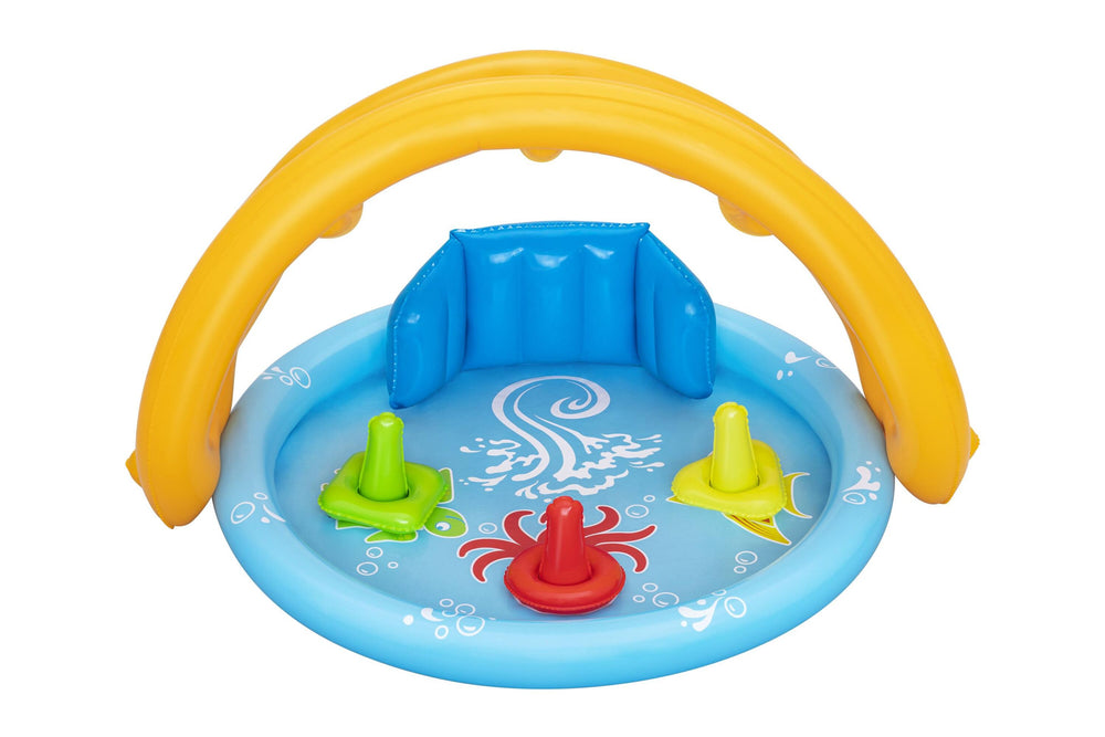 Bestway 1.15M X 89CM X 76CM Lil' Seashapes Baby Pool (Contents:1 pool,3 rings,1 sun shade, repair patch.) Age 6M+