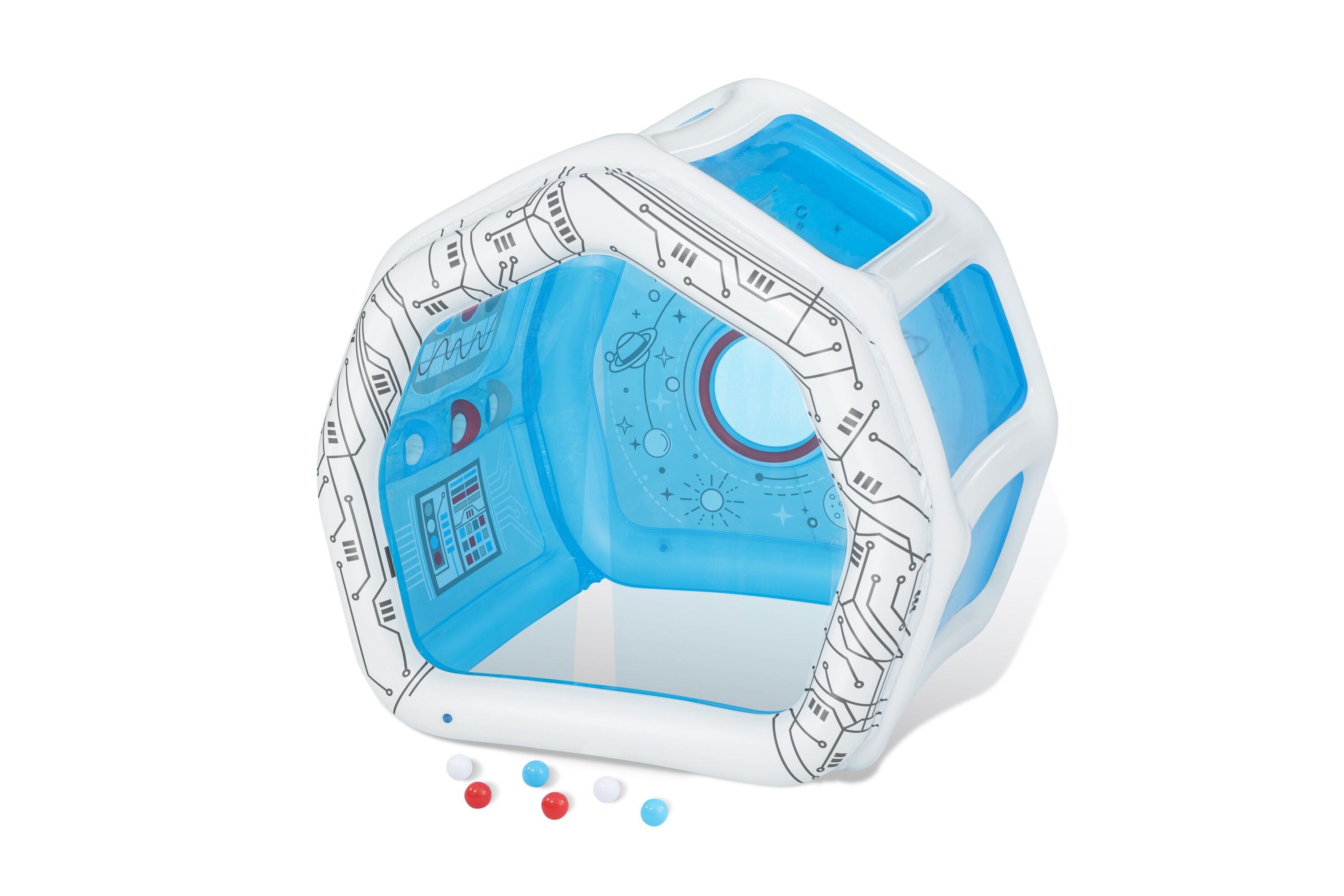 49" X 41" X 46"/1.25M X 1.05M X 1.17M Space Station Exploration Playhouse (1 play house, 6 play balls, repair patch.) Age 2+