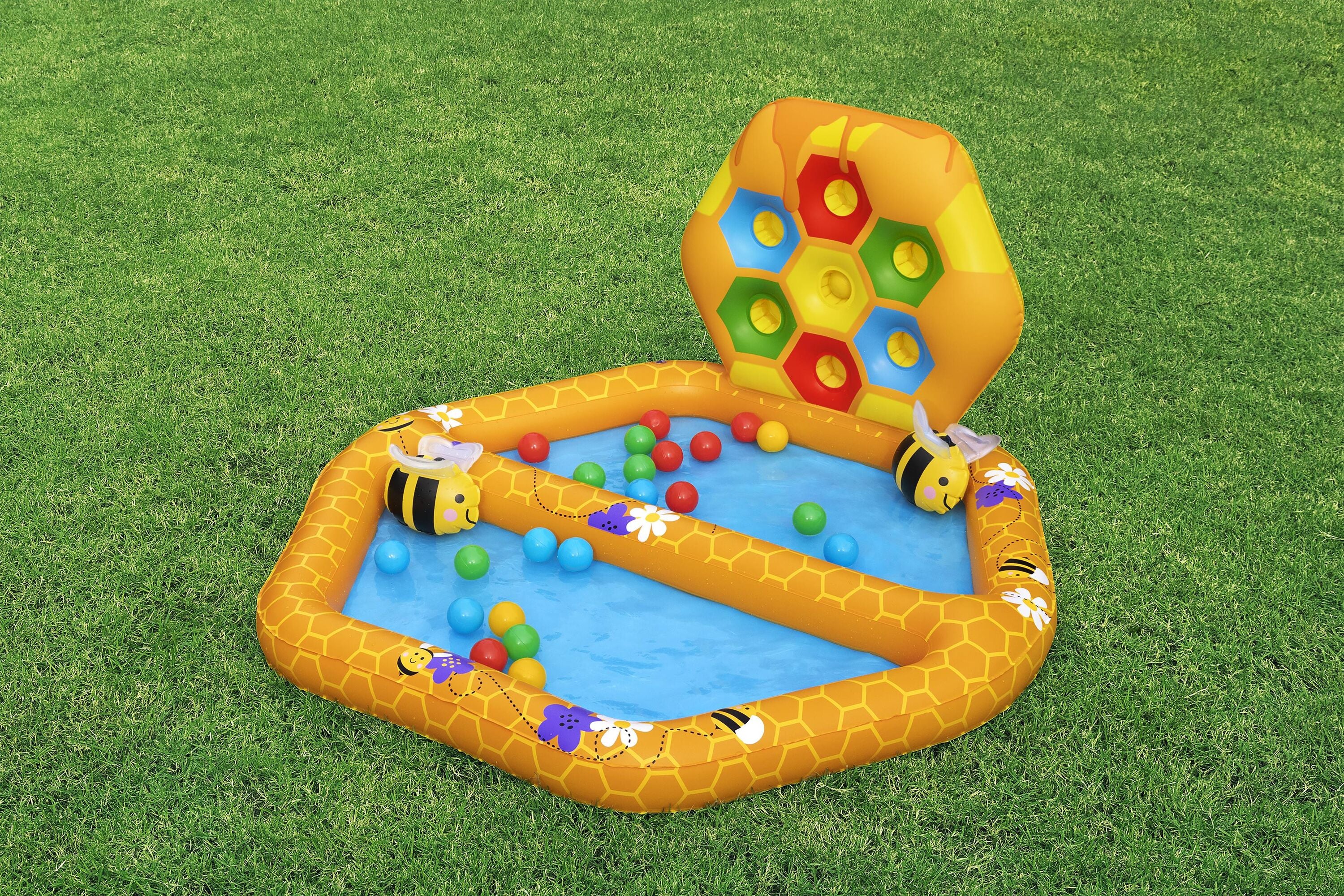Bestway 1.27m x 1.19m x 61cm Lil' Beehive Baby Pool & Ball Pit (1 ball pit, 2 bees, 20 play balls, repair patch) Age 12M+
