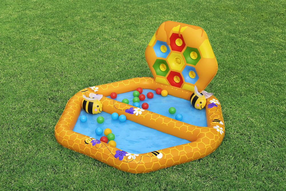 Bestway 1.27m x 1.19m x 61cm Lil' Beehive Baby Pool & Ball Pit (1 ball pit, 2 bees, 20 play balls, repair patch) Age 12M+