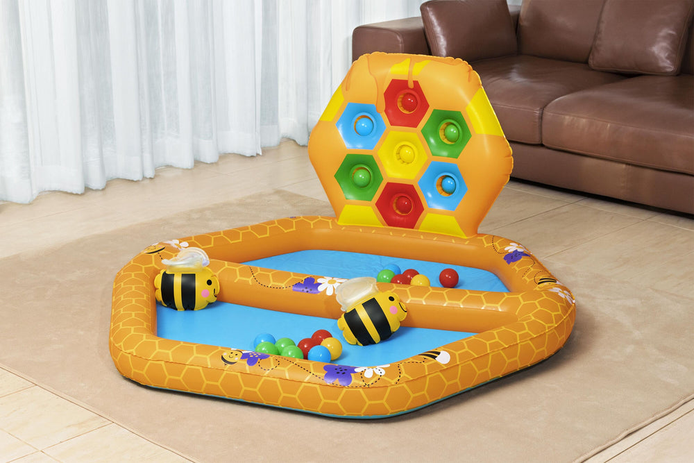 Bestway 1.27m x 1.19m x 61cm Lil' Beehive Baby Pool & Ball Pit (1 ball pit, 2 bees, 20 play balls, repair patch) Age 12M+
