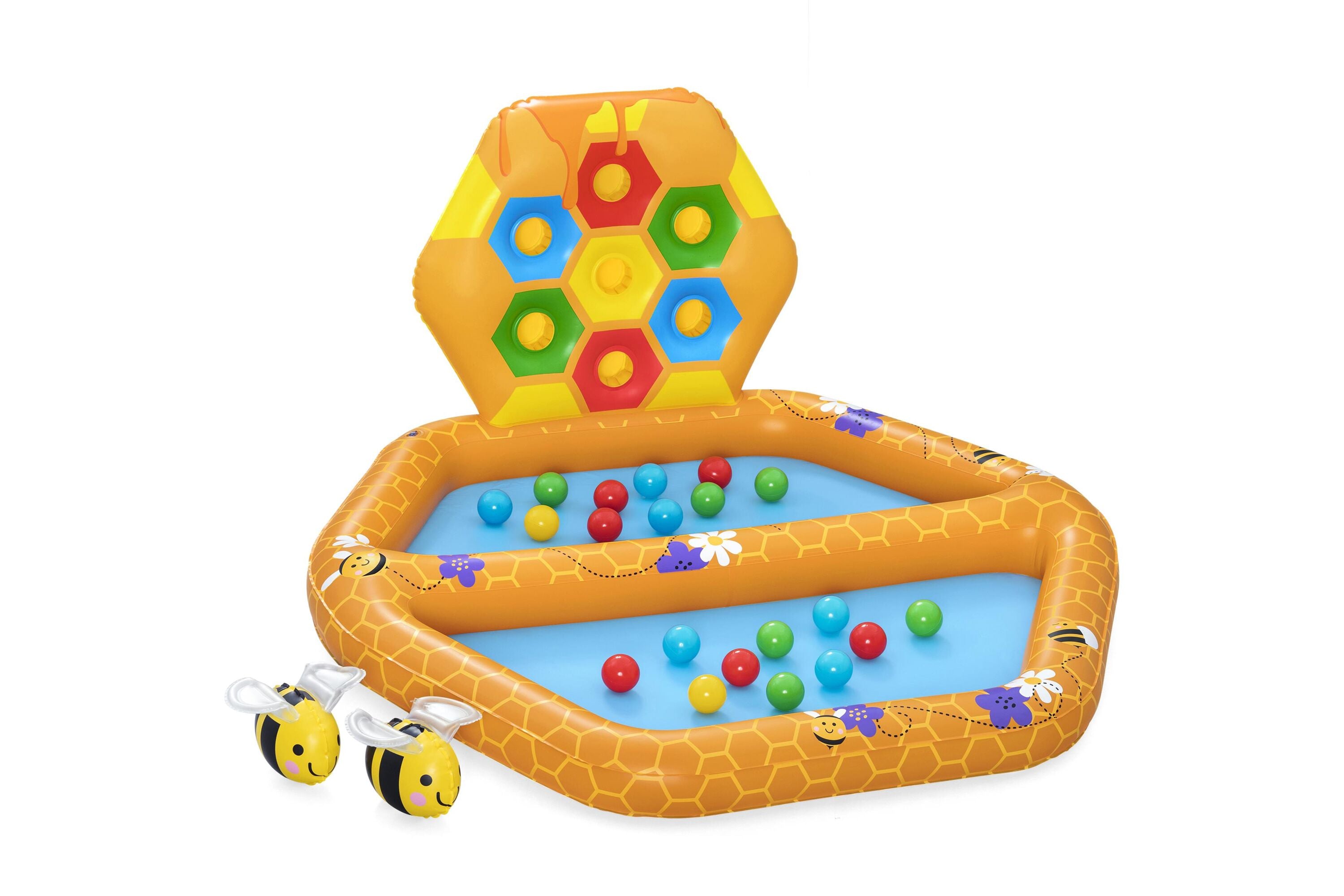 Bestway 1.27m x 1.19m x 61cm Lil' Beehive Baby Pool & Ball Pit (1 ball pit, 2 bees, 20 play balls, repair patch) Age 12M+