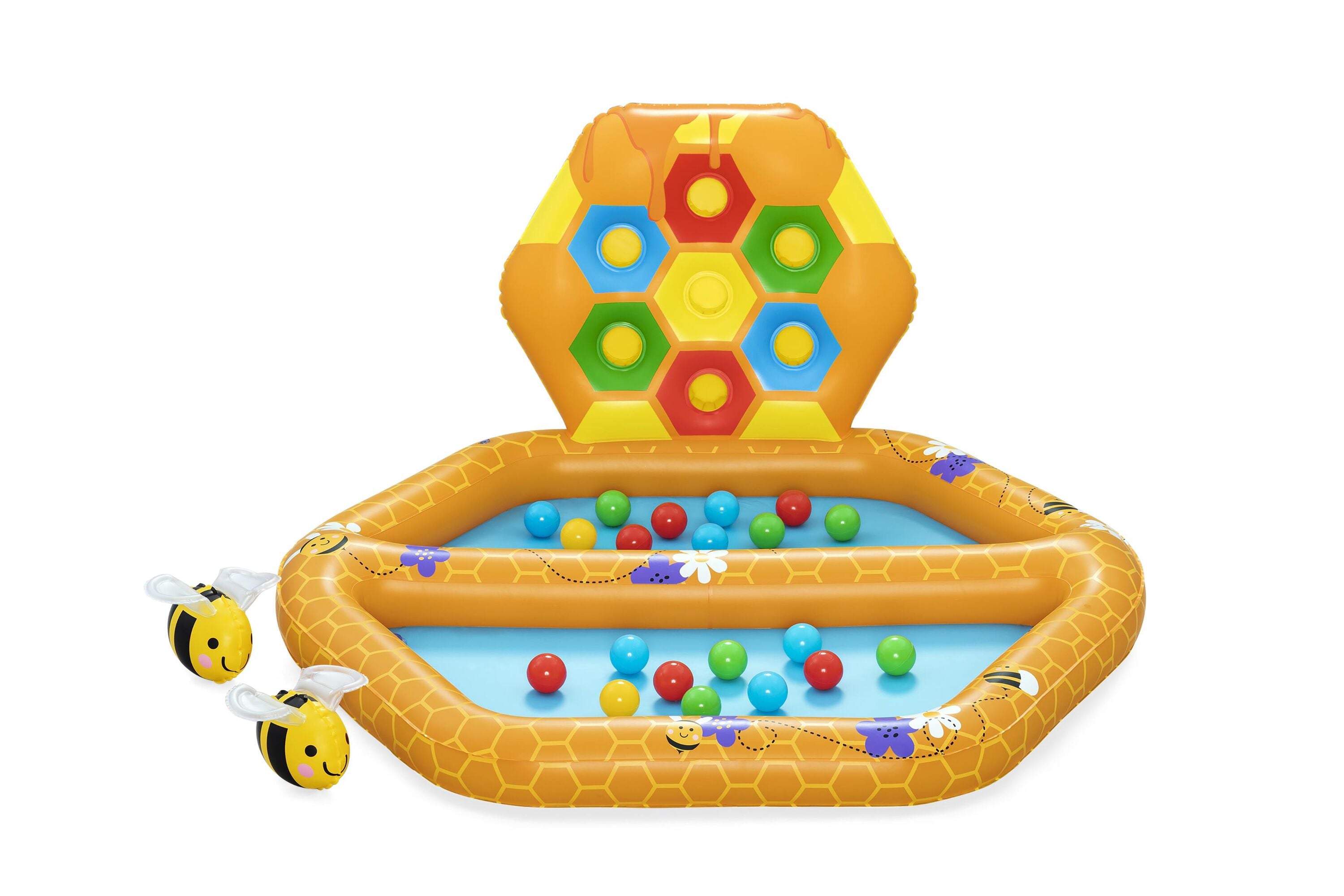 Bestway 1.27m x 1.19m x 61cm Lil' Beehive Baby Pool & Ball Pit (1 ball pit, 2 bees, 20 play balls, repair patch) Age 12M+
