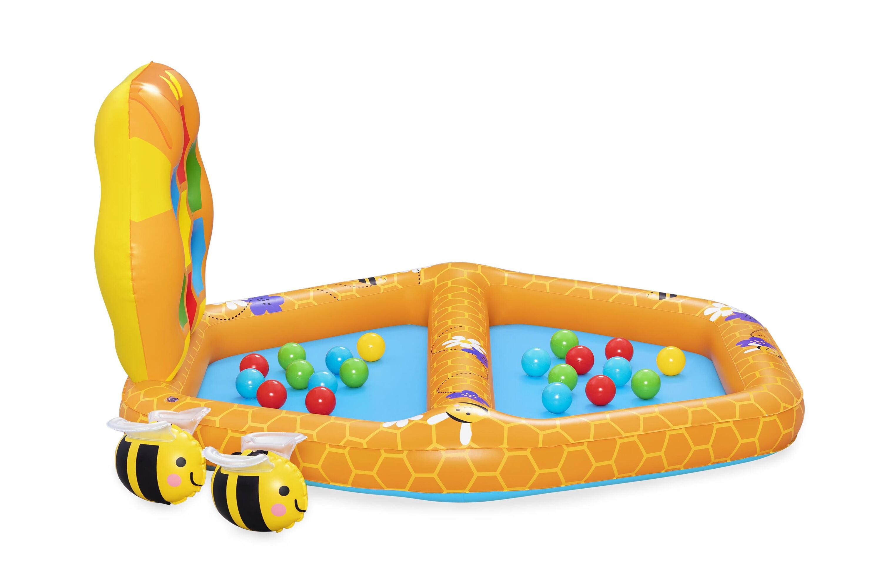 Bestway 1.27m x 1.19m x 61cm Lil' Beehive Baby Pool & Ball Pit (1 ball pit, 2 bees, 20 play balls, repair patch) Age 12M+