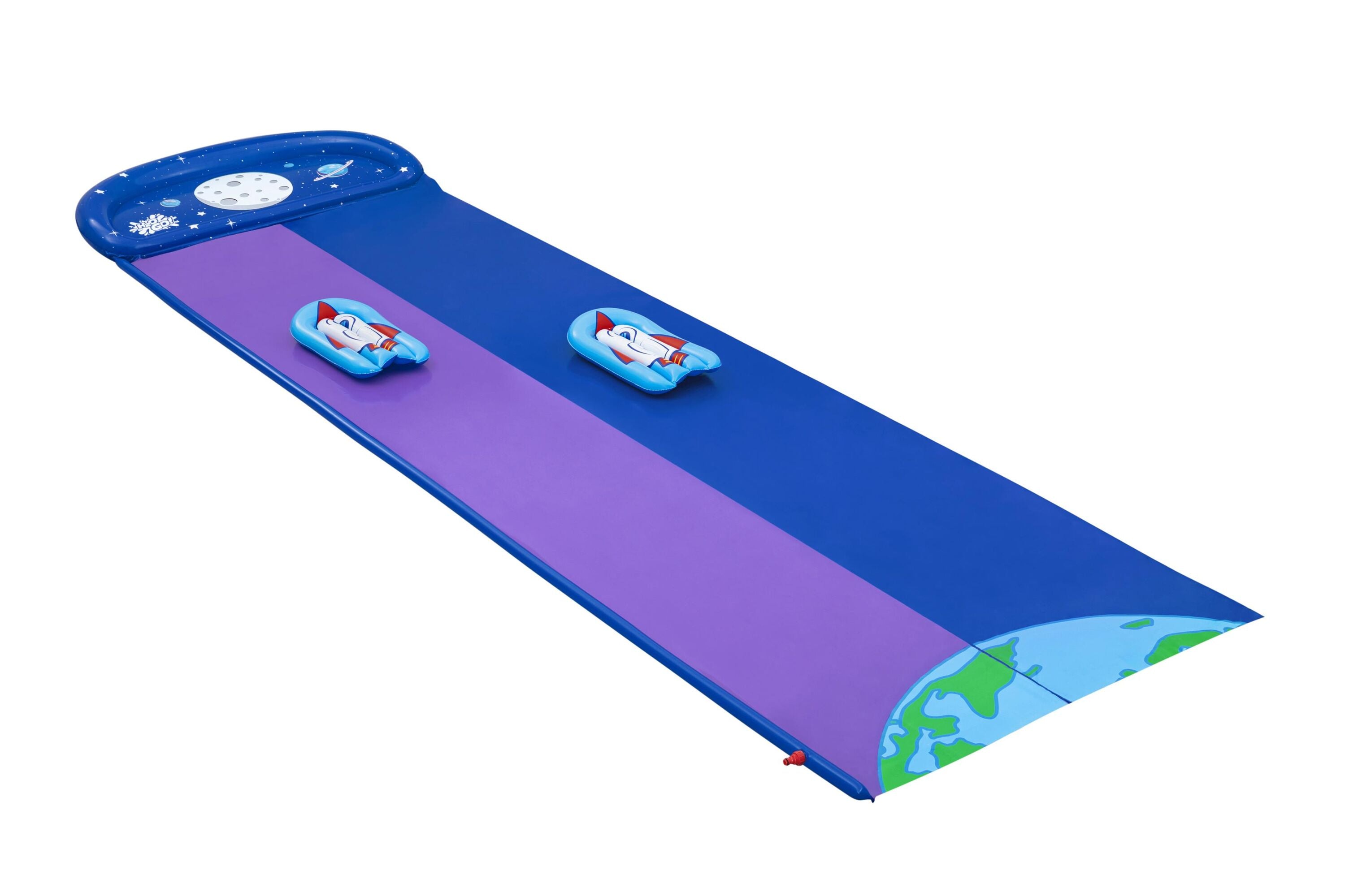 Bestway 4.88m Lunar Launch Double Slide (1 water slide, 2 surf riders, repair patch) Age 3+