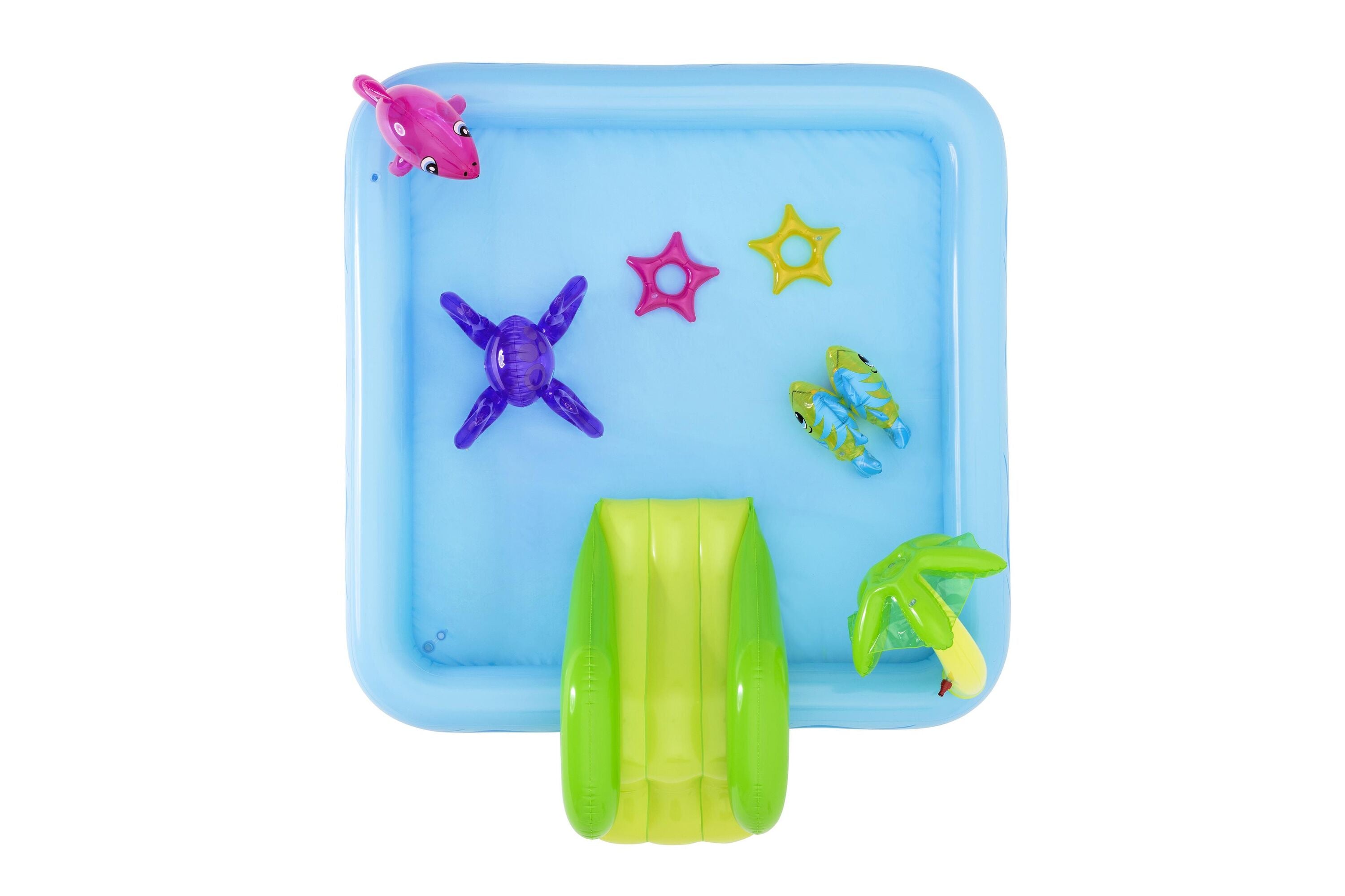 Bestway 5.65M X 3.73M X 2.65M Tidal Tower Mega Water Park (Contents:1 slide, 1 blower(stakes included), 1 repair kit (multiple assorted patches), 1 storage bag,13 bouncer stakes, 1 waters spraying hose,) Age 5+