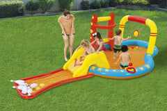Bestway 4.35M X 2.13M X 1.17M Lil' Champ Play Center (One pool,one slide,six bowling pins,one basketball stand,two inflatable rings,4 play balls,repair patch.) Age 2+