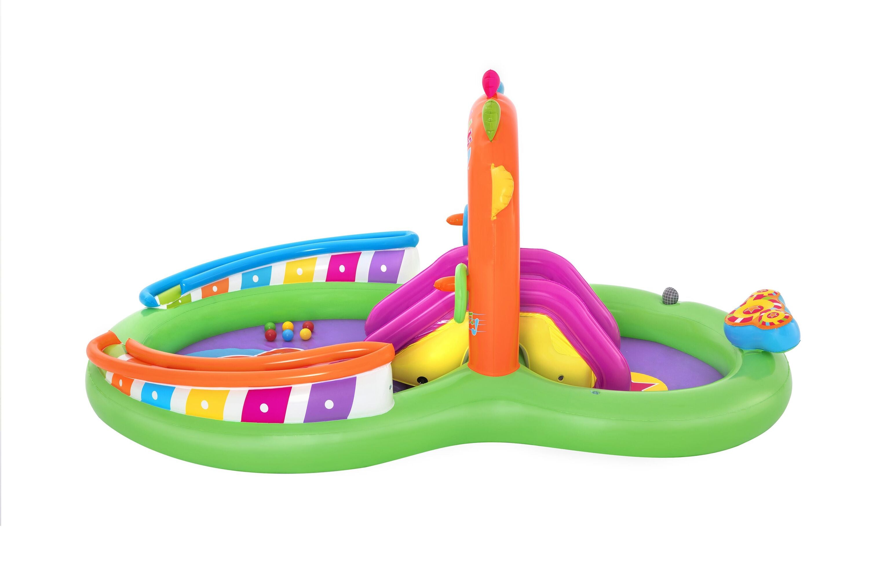 Bestway 2.95M X 1.90M X 1.37M Sing 'N Splash Play Center (1 pool, 1 slide, 1 drum, 2 inflatable rings, 1 microphone, 6 play balls, repair patch.) Age 2+