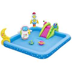 Bestway 2.28M X 2.06M X 84CM Little Astronaut Play Center (1 pool, 1 bop bag, 1 moon ring toss, 1 earth frisbee, 1 planet frisbee, four rings, repair patch.) Age 2+