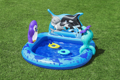 Bestway 1.34M X 1.31M X 73CM Polar Pals Play Center (1 play center, 3 fish rings, 2 Eva fish, repair patch,1 inflatable seal.) Age 2+