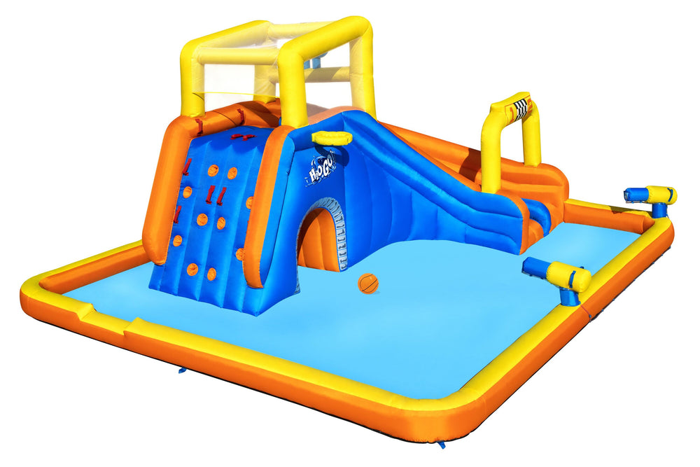 Bestway 5.51M X 5.02M X 2.65M Super Speedway Mega Water Park (1 slide, 1 blower, 1 repair kit (multiple assorted patches), 1 storage bag,10 bouncer stakes, 1 waters spraying hose,1 basketball) Age 5-10