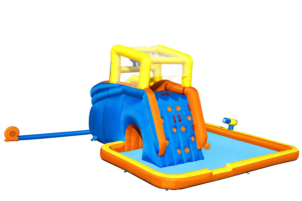 Bestway 5.51M X 5.02M X 2.65M Super Speedway Mega Water Park (1 slide, 1 blower, 1 repair kit (multiple assorted patches), 1 storage bag,10 bouncer stakes, 1 waters spraying hose,1 basketball) Age 5-10