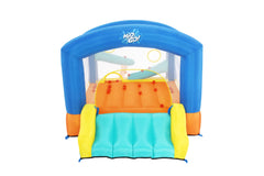 Bestway 2.89M X 2.13M X 1.73M Leap & Play Mega Bouncer (1 bouncer, 1 blower (stakes included), 1 repair kit (multiple assorted patches), 1 storage bag, 9 bouncer stakes, 25 play balls) Age 3+