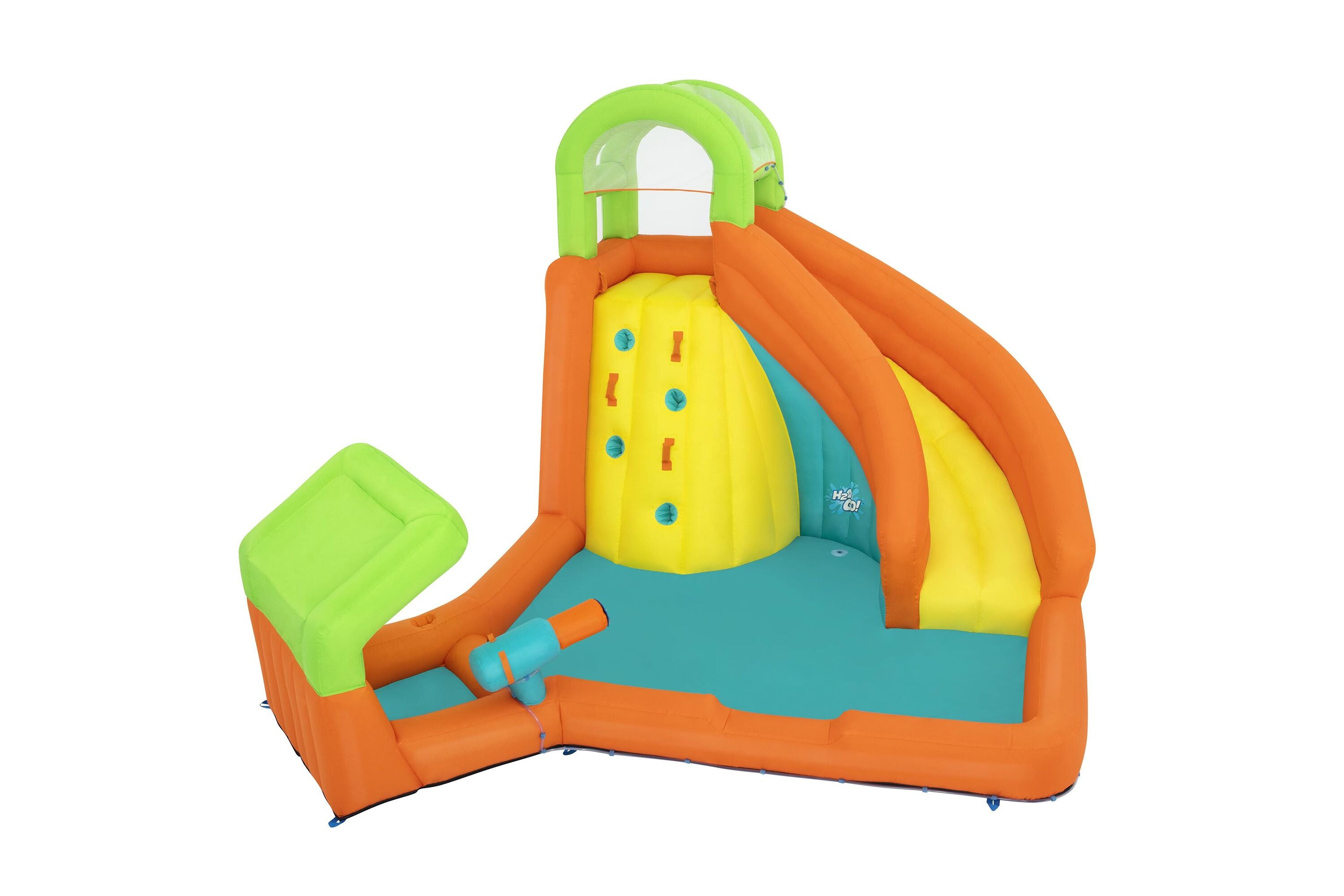 Bestway 4.26M X 3.69M X 2.64M Canopy Cove Mega Water Park (Contents: 1 slide, 1 blower (stakes included), 1 repair kit (multiple assorted patches), 1 storage bag, 11 bouncer stakes, 1 water spraying hose assembly) Age 5+