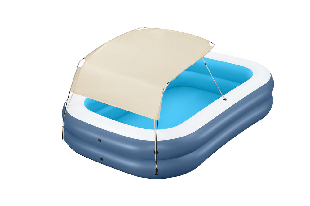 Bestway 2.54M X 1.78M X 1.40CM Summer Bliss Shaded Family Pool (1 pool,1 sunshade,repair patch) Age 6+