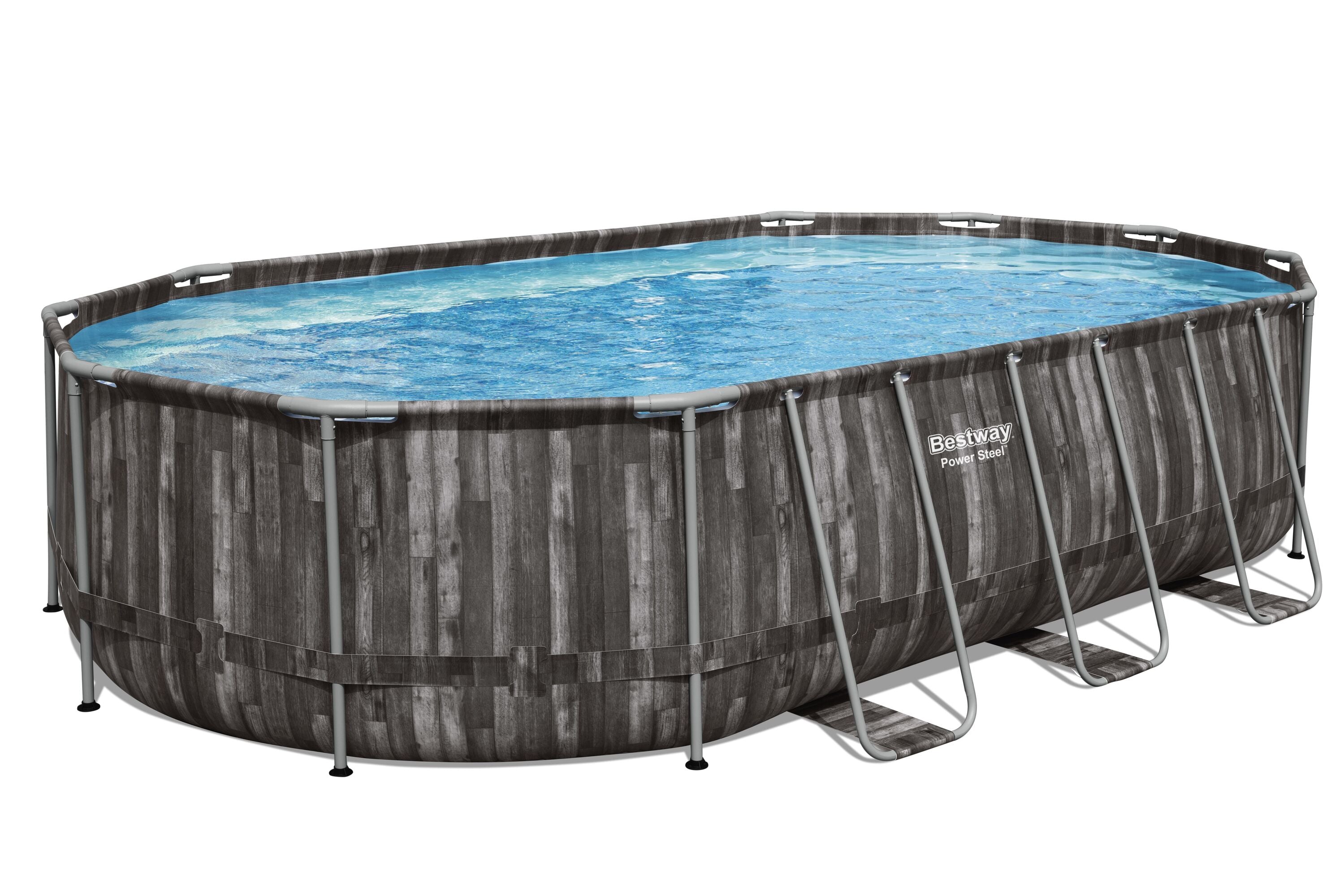 Bestway Oval Frame Pool Set 6.10m x 3.66m x 1.22m Includes Pool + Filter Pump(220-240V) + Ladder + Cover + ChemConnect Dispenser + Compatible with Cartridge 58012(III)220-240V