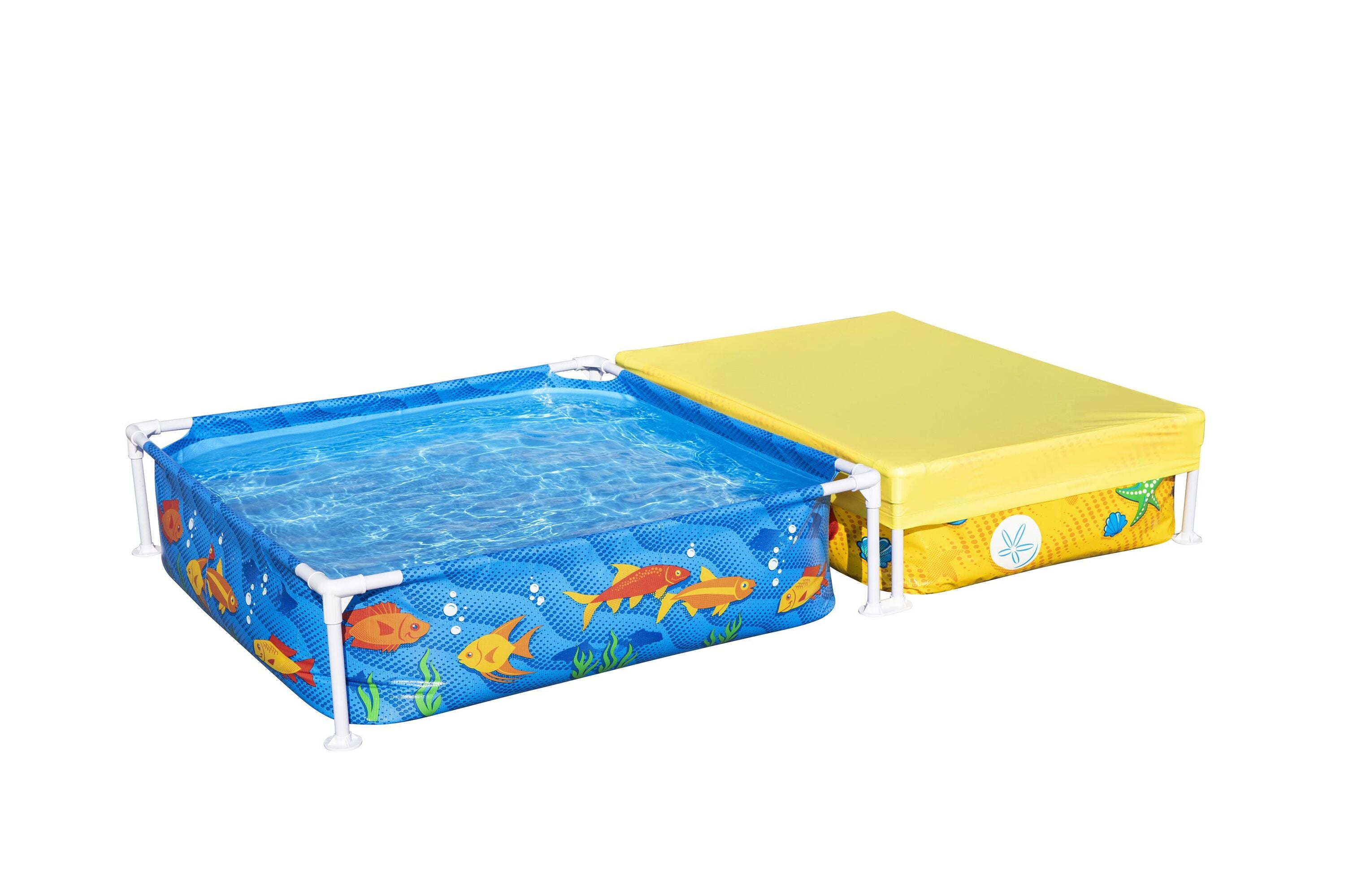 Bestway Kids Pool and Sandpit Frame Pool Set 2.13m x 1.22m x 30.5cm Includes Pool + One sand pool + Cover - Age 2+