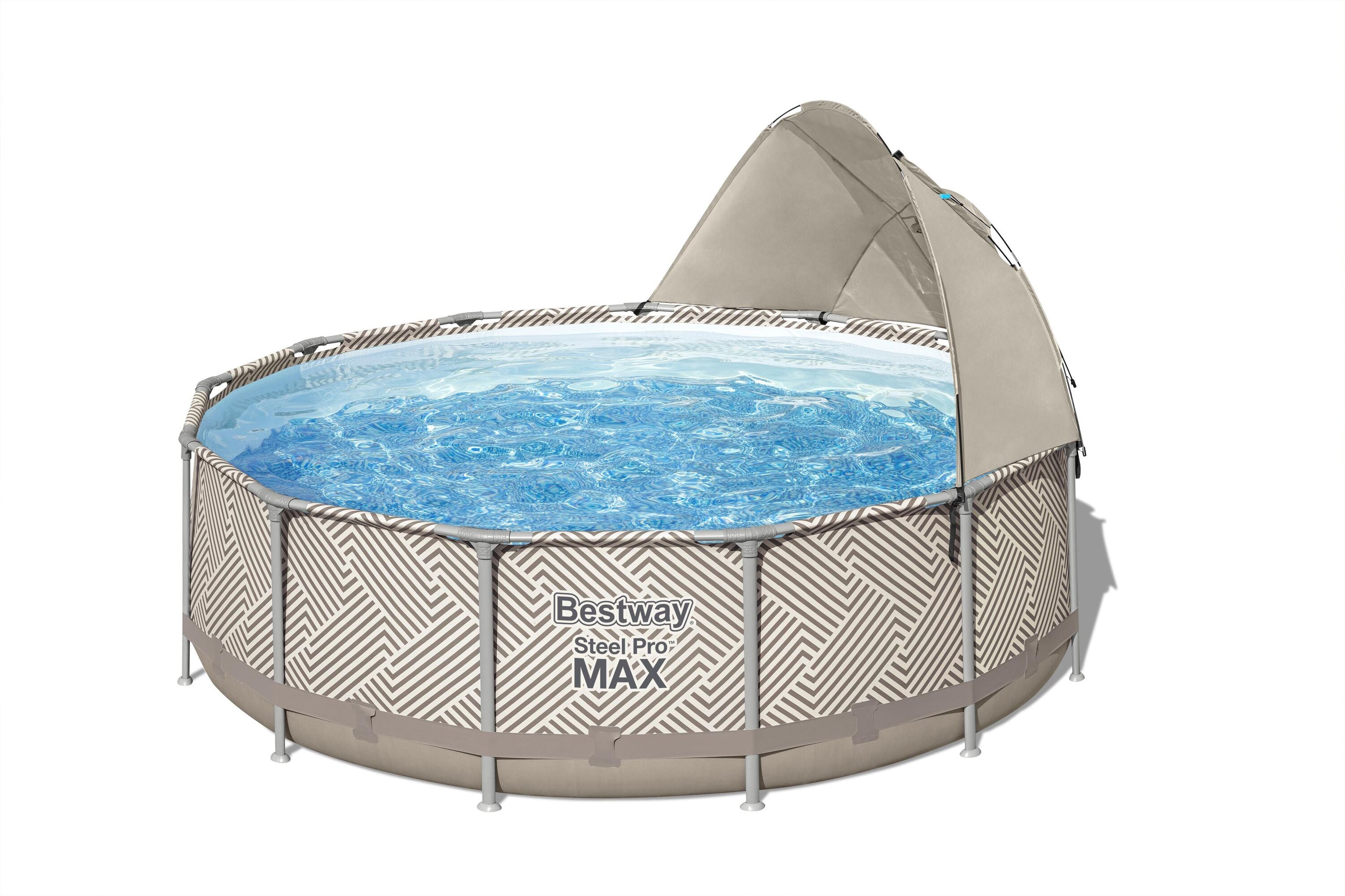 Bestway Frame Pool Set 3.96m x 1.07m Includes Pool + Filter Pump(220-240V) + Ladder + Cover + Canopy + Compatible with Cartridge 58094(II)220-240V