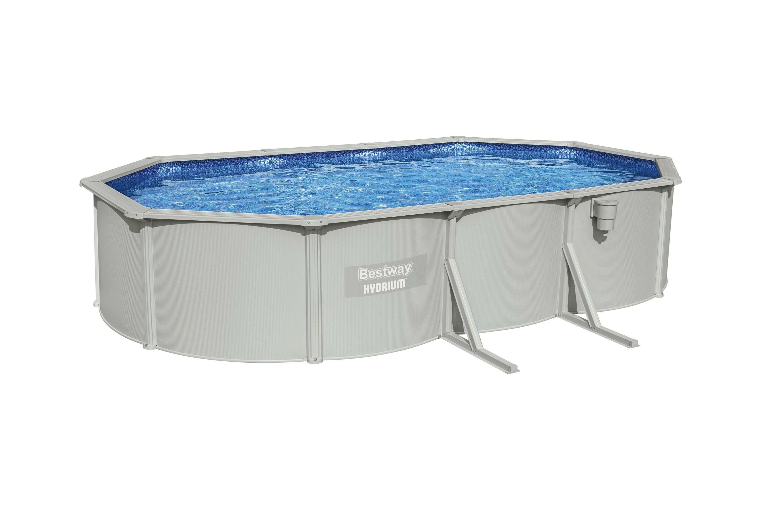 Bestway Oval Frame Pool Set 6.10m x 3.60m x 1.20m Includes Pool + Sand Filter Pump(220-240V) + Skimmer + Safety Ladder + Cover + Ground Cloth + ChemConnect Dispenser + Delivered on Pallet