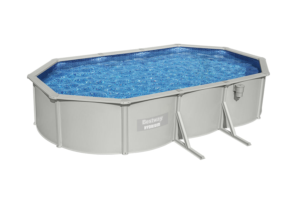 Bestway Oval Frame Pool Set 6.10m x 3.60m x 1.20m Includes Pool + Sand Filter Pump(220-240V) + Skimmer + Safety Ladder + Cover + Ground Cloth + ChemConnect Dispenser + Delivered on Pallet