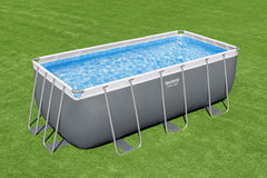 Bestway Rectangular Frame Pool Set 4.12m x 2.01m x 1.22m Includes Pool + Sand Filter Pump(220-240V) + Ladder + ChemConnect Dispenser