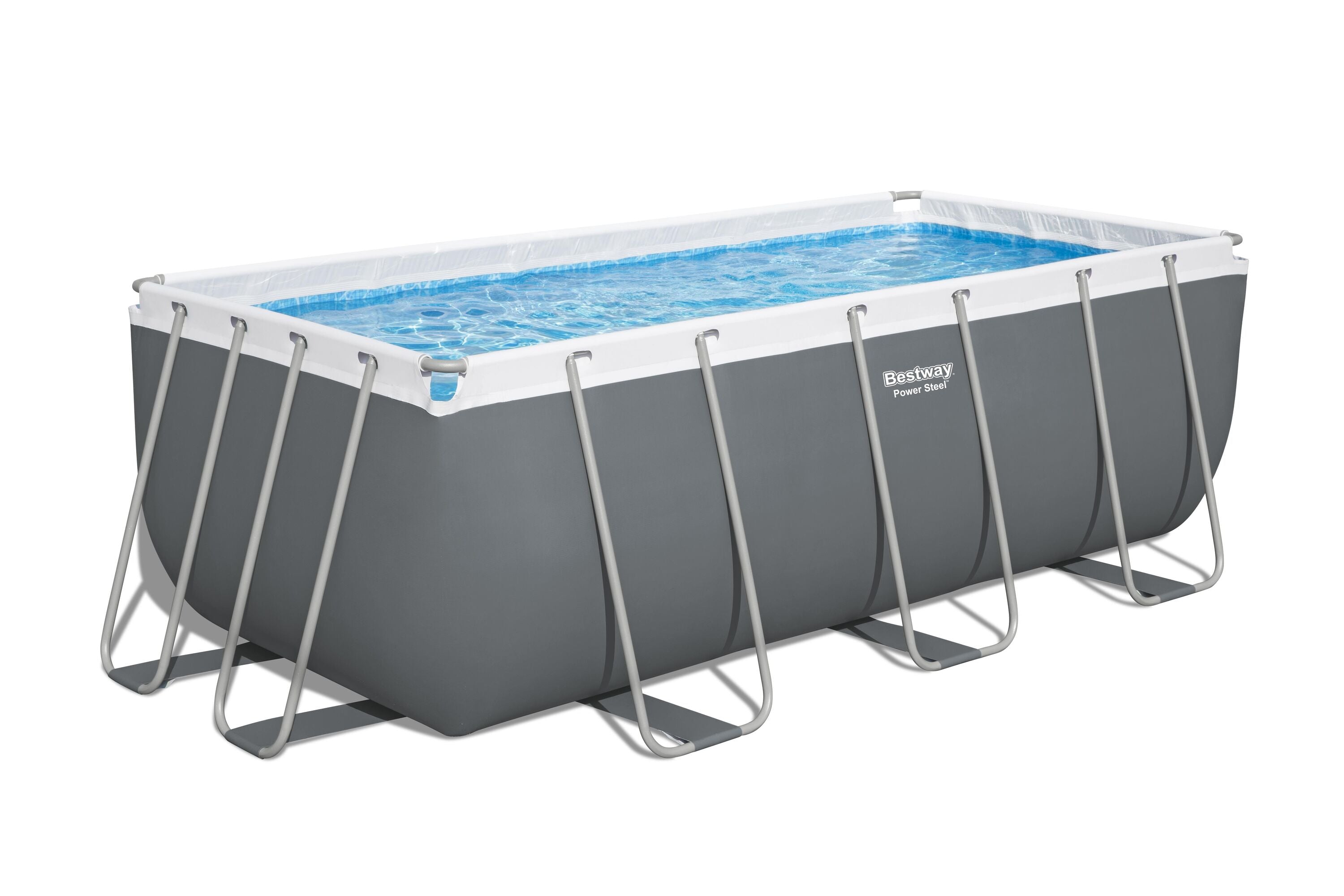 Bestway Rectangular Frame Pool Set 4.12m x 2.01m x 1.22m Includes Pool + Sand Filter Pump(220-240V) + Ladder + ChemConnect Dispenser
