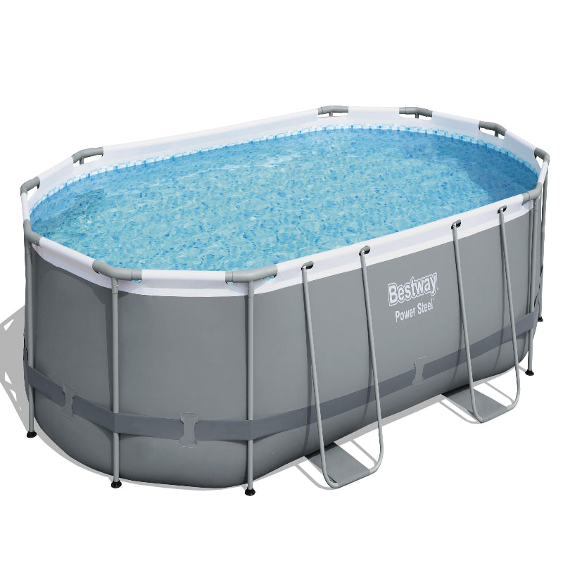 Bestway Oval Frame Pool Set 4.88m x 3.05m x 1.07m Includes Pool + Filter Pump(220-240V) + Ladder + Cover + ChemConnect Dispenser + Compatible with Cartridge 58094(II)220-240V
