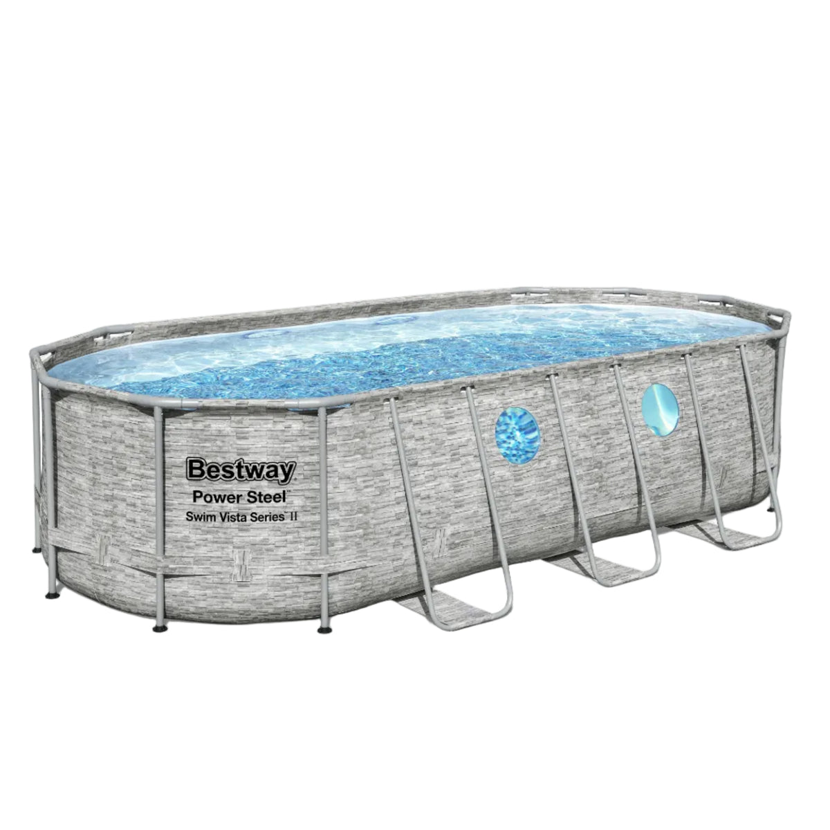 Bestway Oval Frame Pool Set 5.49m x 2.74m x 1.22m Includes Pool + Filter Pump(220-240V) + Ladder + Cover + ChemConnect Dispenser + Compatible with Cartridge 58012(III)220-240V