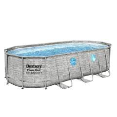 Bestway Oval Frame Pool Set 5.49m x 2.74m x 1.22m Includes Pool + Filter Pump(220-240V) + Ladder + Cover + ChemConnect Dispenser + Compatible with Cartridge 58012(III)220-240V