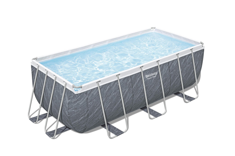 Bestway Rectangular Frame Pool Set 4.12m x 2.01m x 1.22m Includes Pool + Filter Pump(220-240V) + Ladder + ChemConnect Dispenser + Compatible with Cartridge 58094(Ⅱ)220-240V