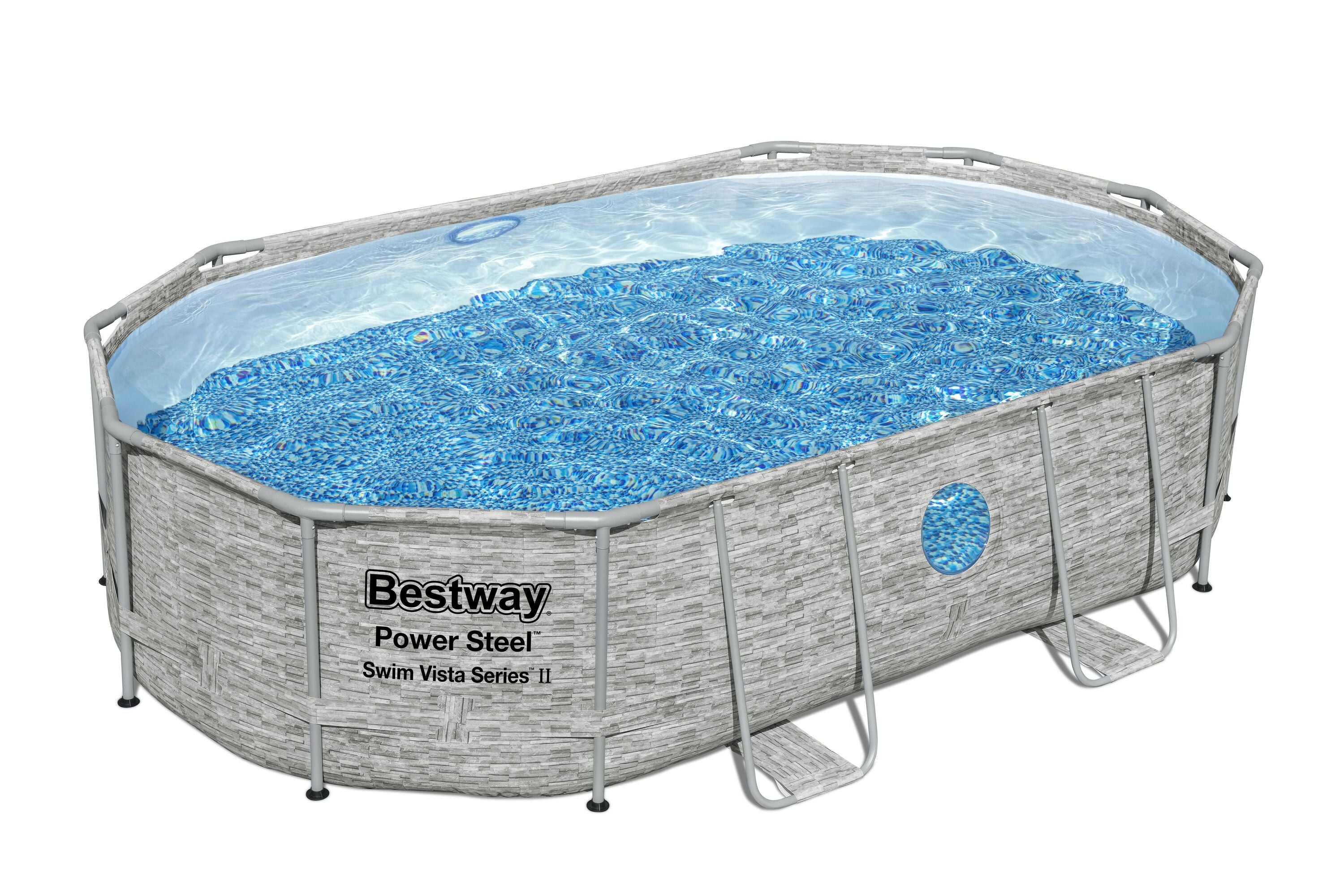 Bestway Oval Frame Pool Set 4.88m x 3.05m x 1.07m Includes Pool + Sand Filter Pump(220-240V) + Ladder + Cover + ChemConnect Dispenser