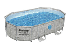 Bestway Oval Frame Pool Set 4.88m x 3.05m x 1.07m Includes Pool + Sand Filter Pump(220-240V) + Ladder + Cover + ChemConnect Dispenser