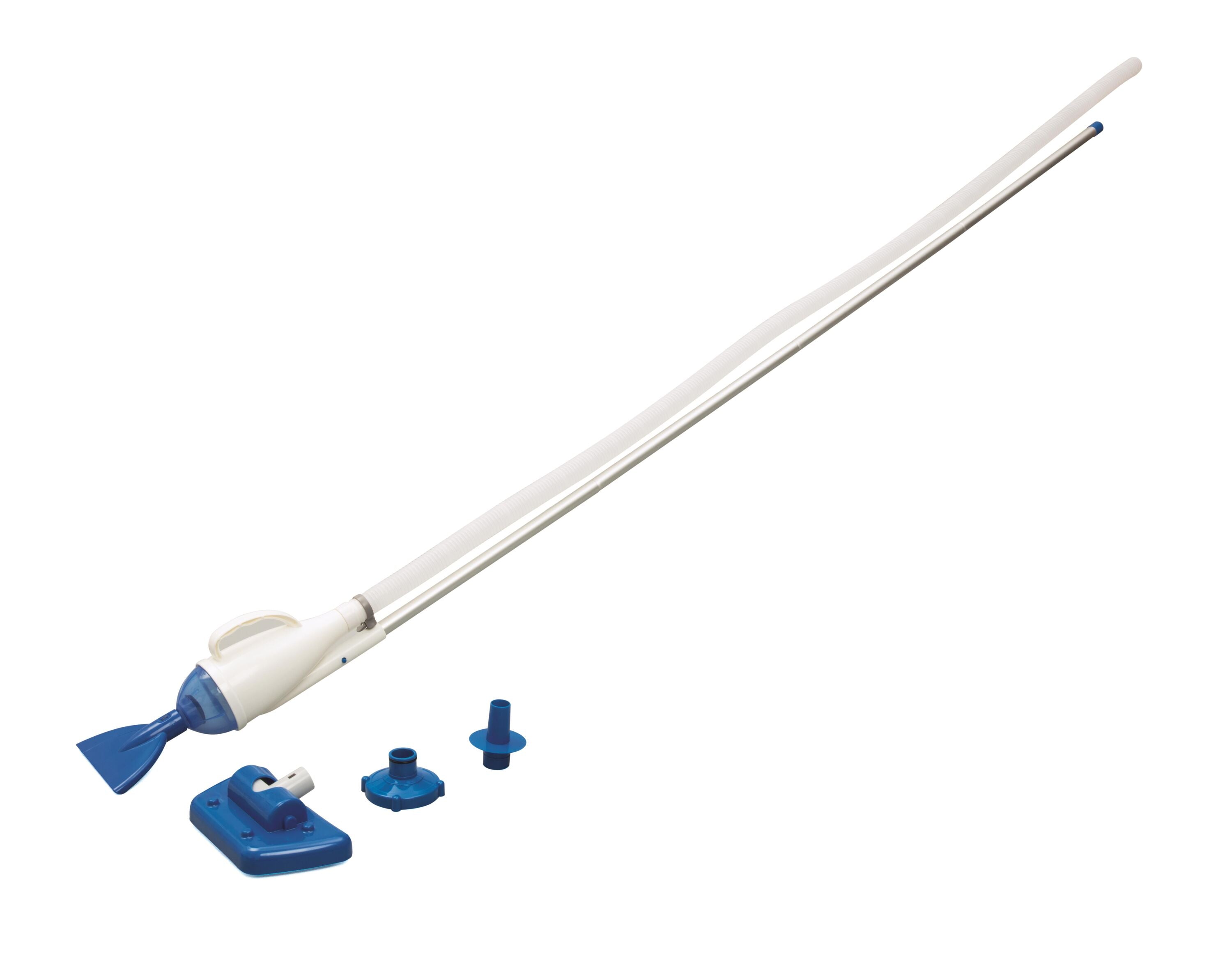 Bestway Aquacrawl Pool Vacuum (Contents:1 suction nozzle,1 skimmer head,4 aluminium pipes,6-metre pipe,2 adaptors.apply to 15'and below pools,minimum flow requires 2,006L/h(530gal./h))