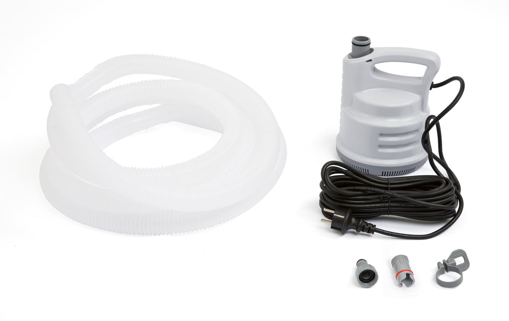 Bestway Pool+ Drain Pump (Contents:1 Drain pump, 1pc 5-metre drain hose, 1 set of adaptors.220-240V 80W, IPX8)