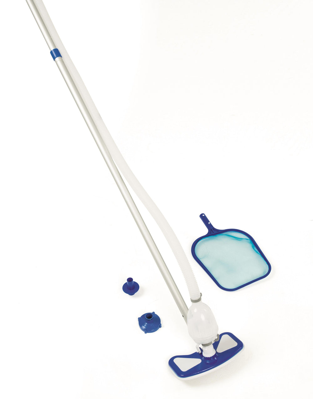 Bestway Aquaclean Pool Cleaning Kit (Contents:1 aluminum pole, 1 mesh netting, 1 skimmer, 1pc 7.5-metre hose, the minimum flow of pump adaptor is 2,006 L/h (530 gal./h), compatible with all pools)