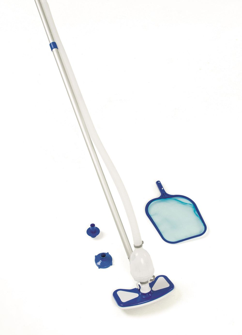 Bestway Aquaclean Pool Cleaning Kit (Contents:1 aluminum pole, 1 mesh netting, 1 skimmer, 1pc 7.5-metre hose, the minimum flow of pump adaptor is 2,006 L/h (530 gal./h), compatible with all pools)