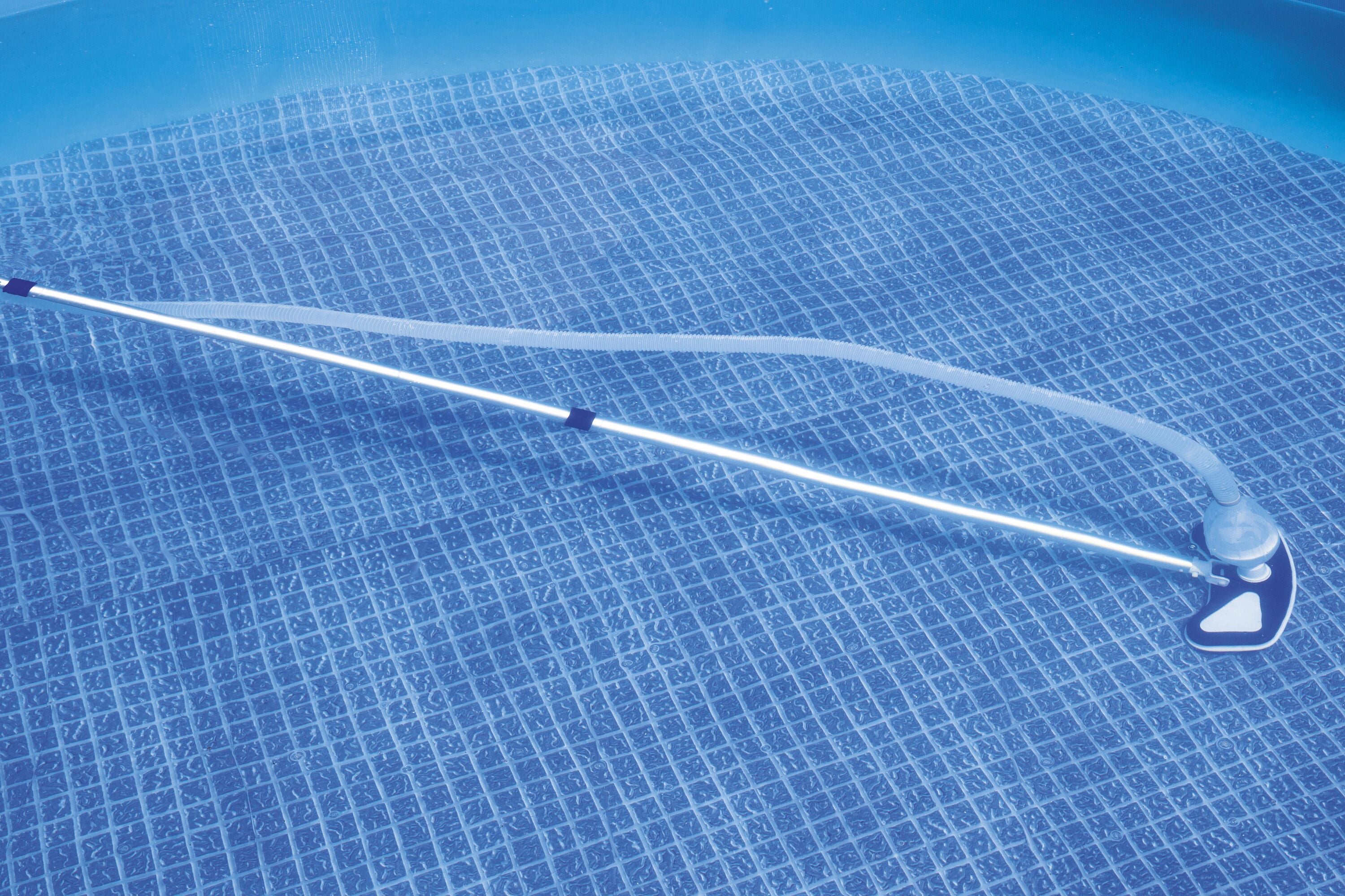 Bestway Deluxe Maintenance Kit (Contents:1 aluminum pole, 1 mesh netting, 1 skimmer, 1pc 7.5-metre hose, 1 surface skimmer.the minimum flow rate of pump is 2,006 L/h (530 gal./h), compatible with all pools except steel wall pools)