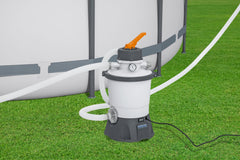 Bestway 3028L/800GAL Sand Filter (Contents:Sand Filter(220-240V~, 85W), Pumps water flow rate 3028L/h(800gal/h), Required sand size: #20 silica sand, 0.45-0.85mm, approximately 8.5kg, Diameter 3.2 cm /1.25 ' hose can be used with sand filter)
