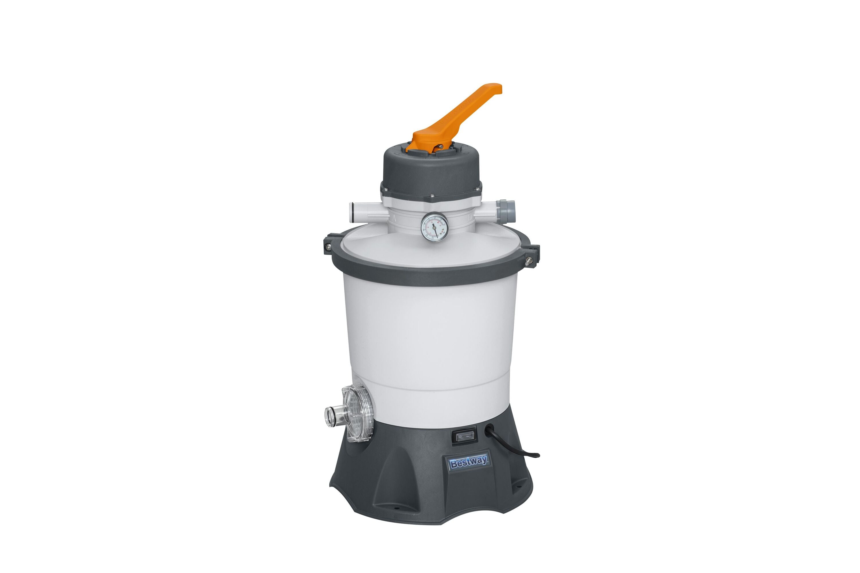 Bestway 3028L/800GAL Sand Filter (Contents:Sand Filter(220-240V~, 85W), Pumps water flow rate 3028L/h(800gal/h), Required sand size: #20 silica sand, 0.45-0.85mm, approximately 8.5kg, Diameter 3.2 cm /1.25 ' hose can be used with sand filter)